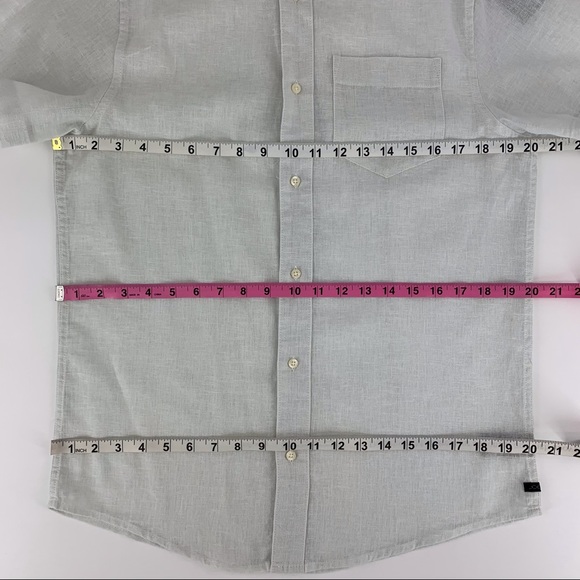 Joe's Jeans NWT Light Grey Linen Blend Short Sleeve Button Down Shirt, Small - Picture 8 of 16